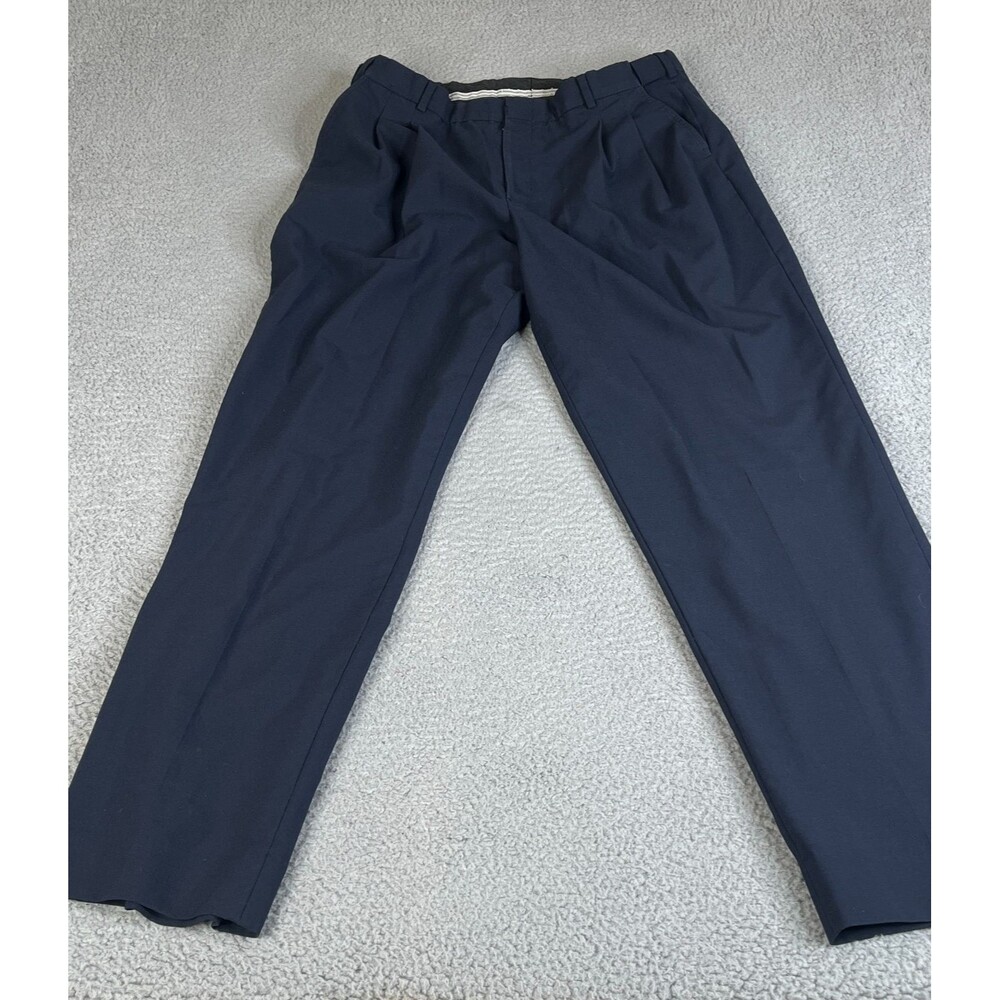 CREW OUTFITTERS‎ Pants Mens 38R Blue Wool Blend Pleated Front 35 X 33 Uniform